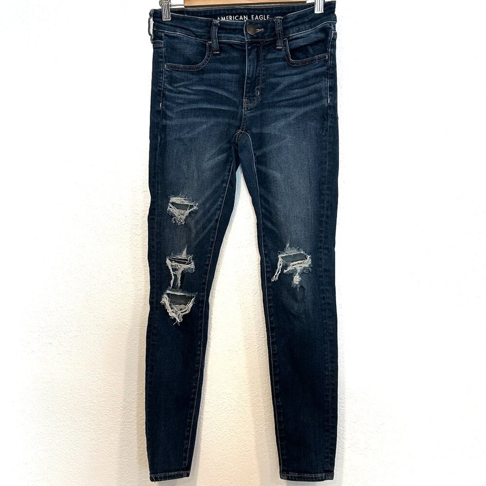 American Eagle Next Level Stretch Jegging Jeans Ripped Holes W28"xL28" Womens 8